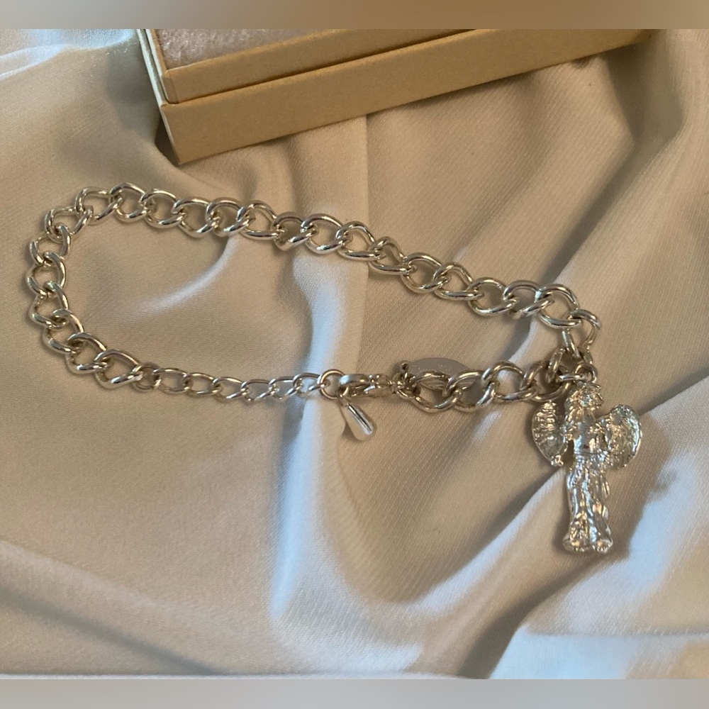 Angel Stainless Steel Silver Chain Bracelet Adjustable Lobster Claw Clasp